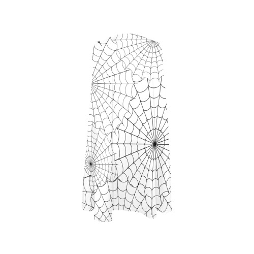 Halloween Spiderwebs - Black on White Sleeveless A-Line Pocket Dress (Model D57)