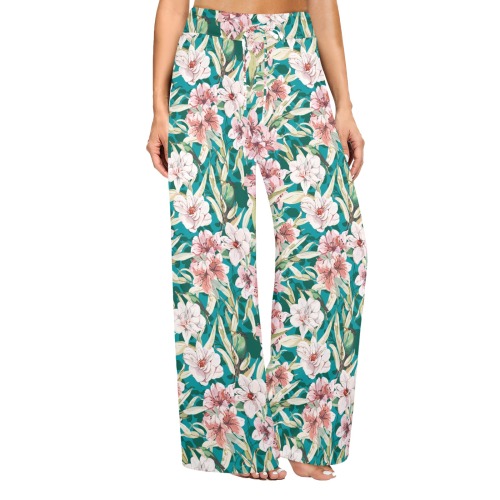 Birds in lush night garden flowers02