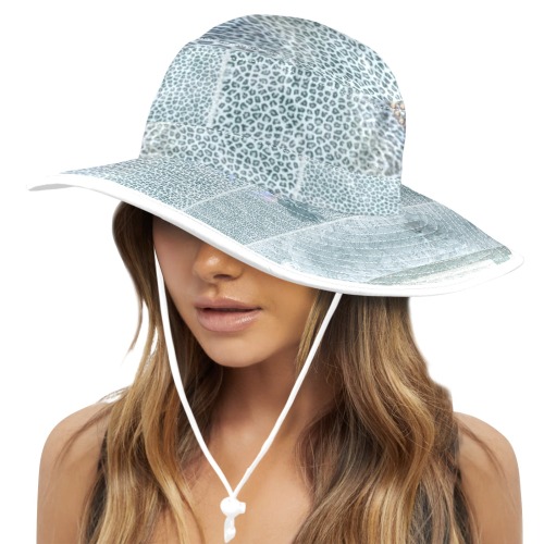 leopard design and feathers Wide Brim Bucket Hat