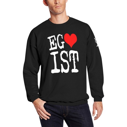 Egoist Red Heart White Funny Cool Laugh Chic Men's Oversized Fleece Crew Sweatshirt (Model H18)