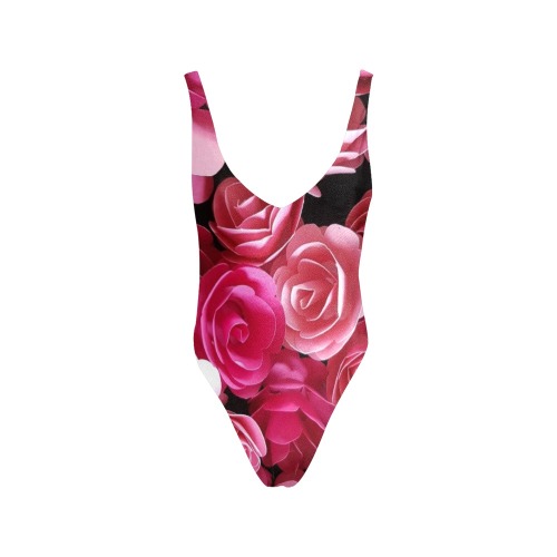 Roses Sexy Low Back One-Piece Swimsuit (Model S09)