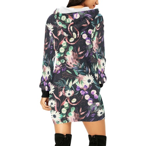 Vintage dark fantasy bloom 20G All Over Print Hoodie Mini Dress (Model H27)