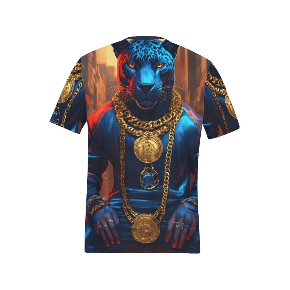 Hip hop full body panther Collectable Fly Men's All Over Print T-Shirt (Solid Color Neck) (Model T63)
