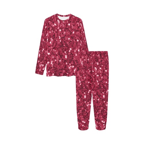 Magenta dark pink red faux sparkles glitter Kids' All Over Print Pajama Set