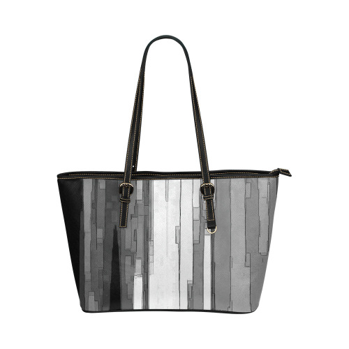 Greyscale Abstract B&W Art Leather Tote Bag/Large (Model 1651)