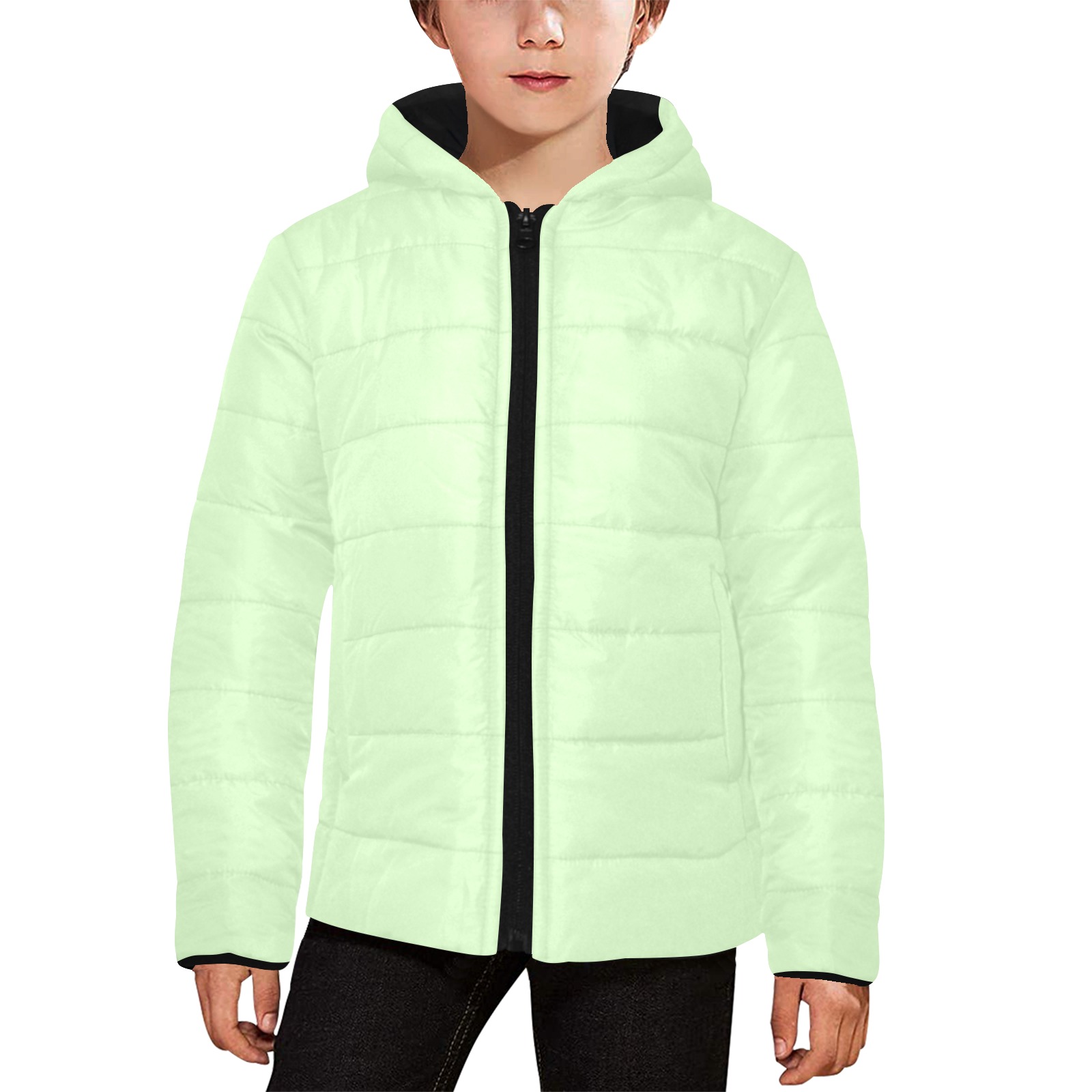 color tea green Kids' Padded Hooded Jacket (Model H45)