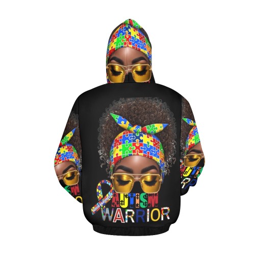 ALLOVER AUTISM HOODIE BLACK All Over Print Hoodie for Men (USA Size) (Model H13)