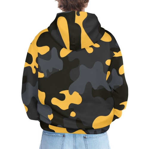 XX smiles Camo Yellow Hoodie Men's All Over Print Hoodie (Model H61)