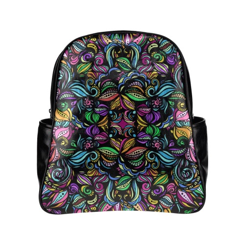 Whimsical Blooms Multi-Pockets Backpack (Model 1636)