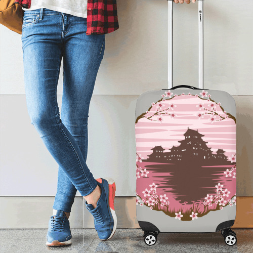 Pink Blossom Luggage Cover/Small 18"-21"