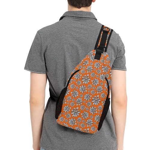 Creekside Floret -orange Men's Casual Chest Bag (Model 1729)