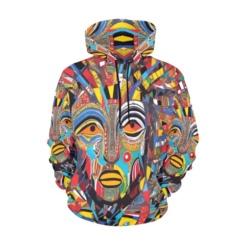 Beautiful abstract art. Colorful African mask. All Over Print Hoodie for Women (USA Size) (Model H13)