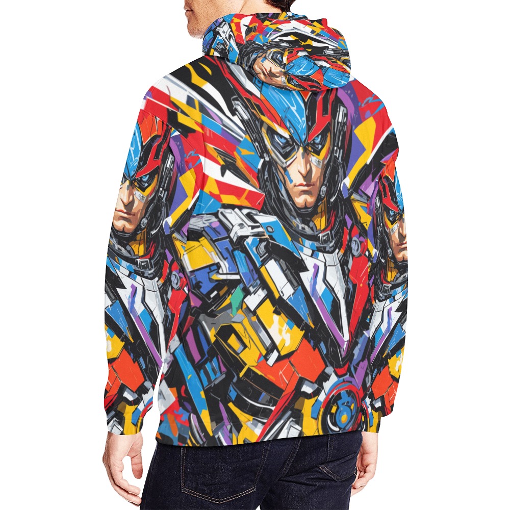 Chic, tough cyborg warrior colorful abstract art. All Over Print Hoodie for Men (USA Size) (Model H13)