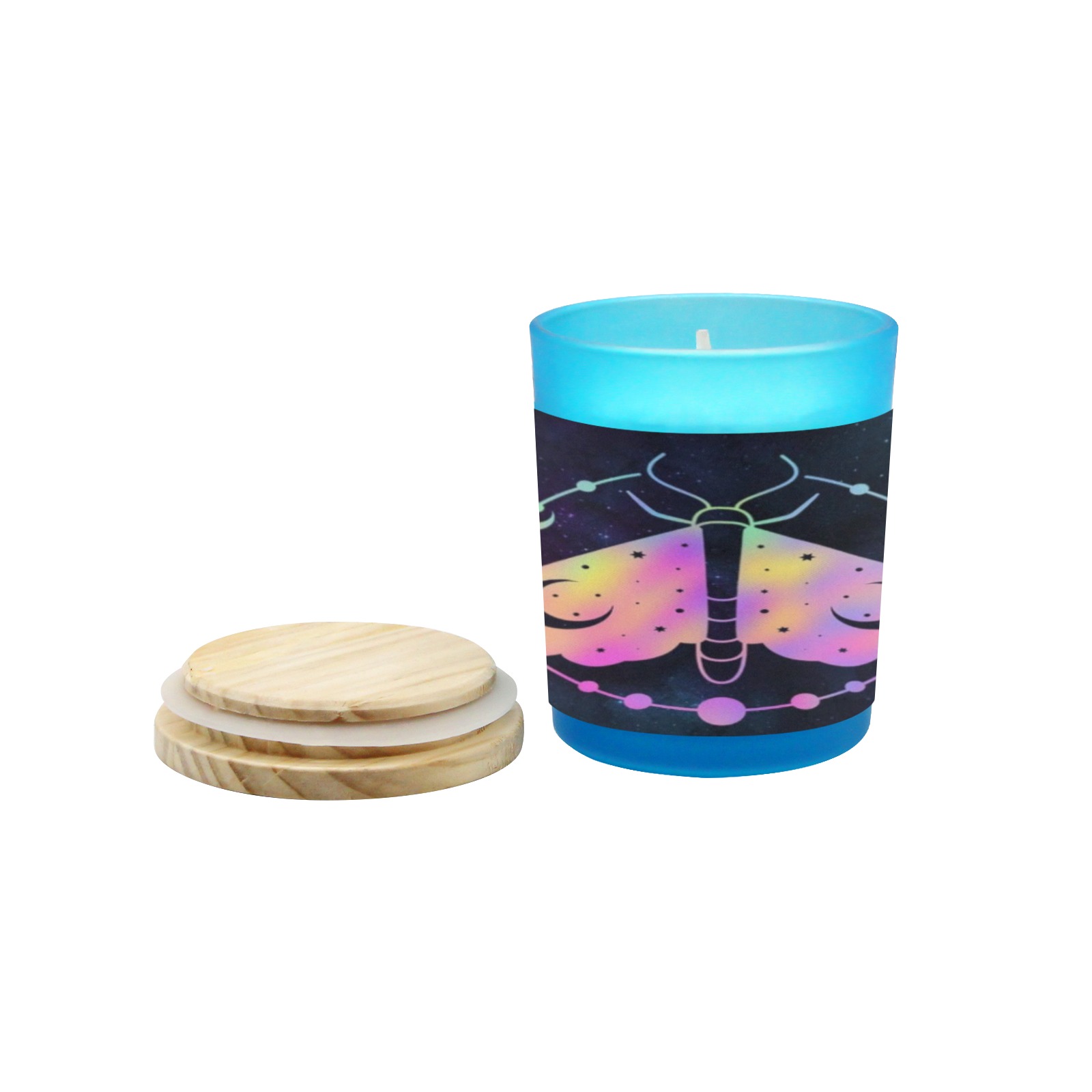 bb ftbd Blue Glass Candle Cup (Wood Sage & Sea Salt)