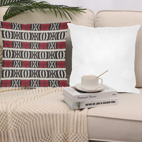 repeating pattern black and white zebra print with red Linen Zippered Pillowcase 18"x18"(One Side&Pack of 2)