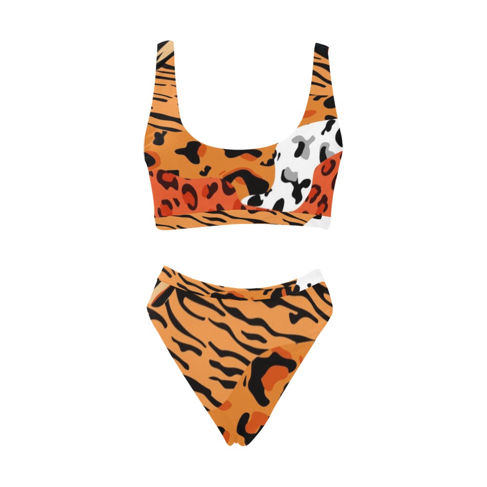 Tiger Swimsuit Sport Top & High-Waisted Bikini Swimsuit (Model S07)