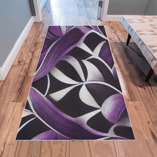 violet and black abstract pattern 6 Area Rug 7'x3'3''