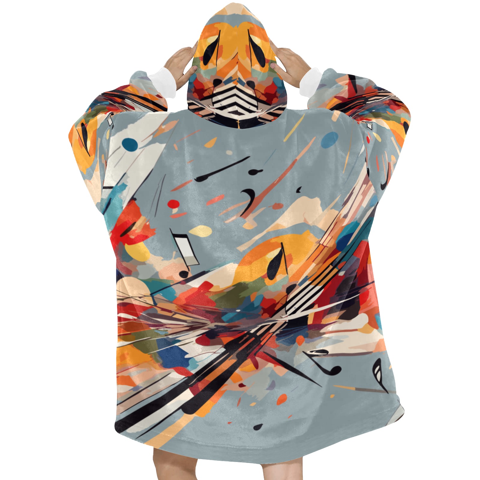 Music and notes. Charming colorful abstract art Blanket Hoodie for Women