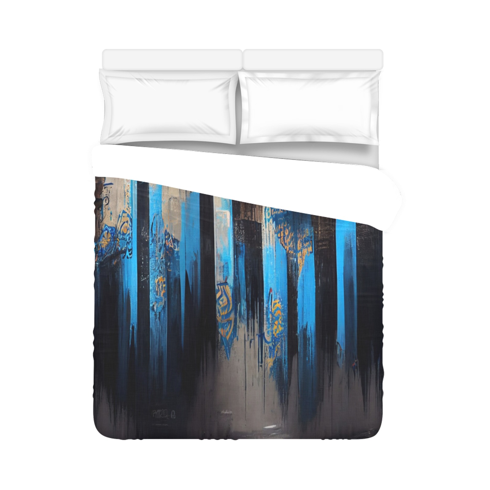 graffiti building's black and blue Duvet Cover 86"x70" ( All-over-print)