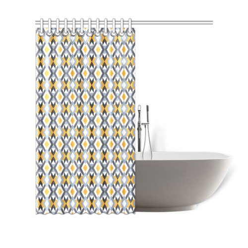 Retro Angles Abstract Geometric Pattern Shower Curtain 69"x70"