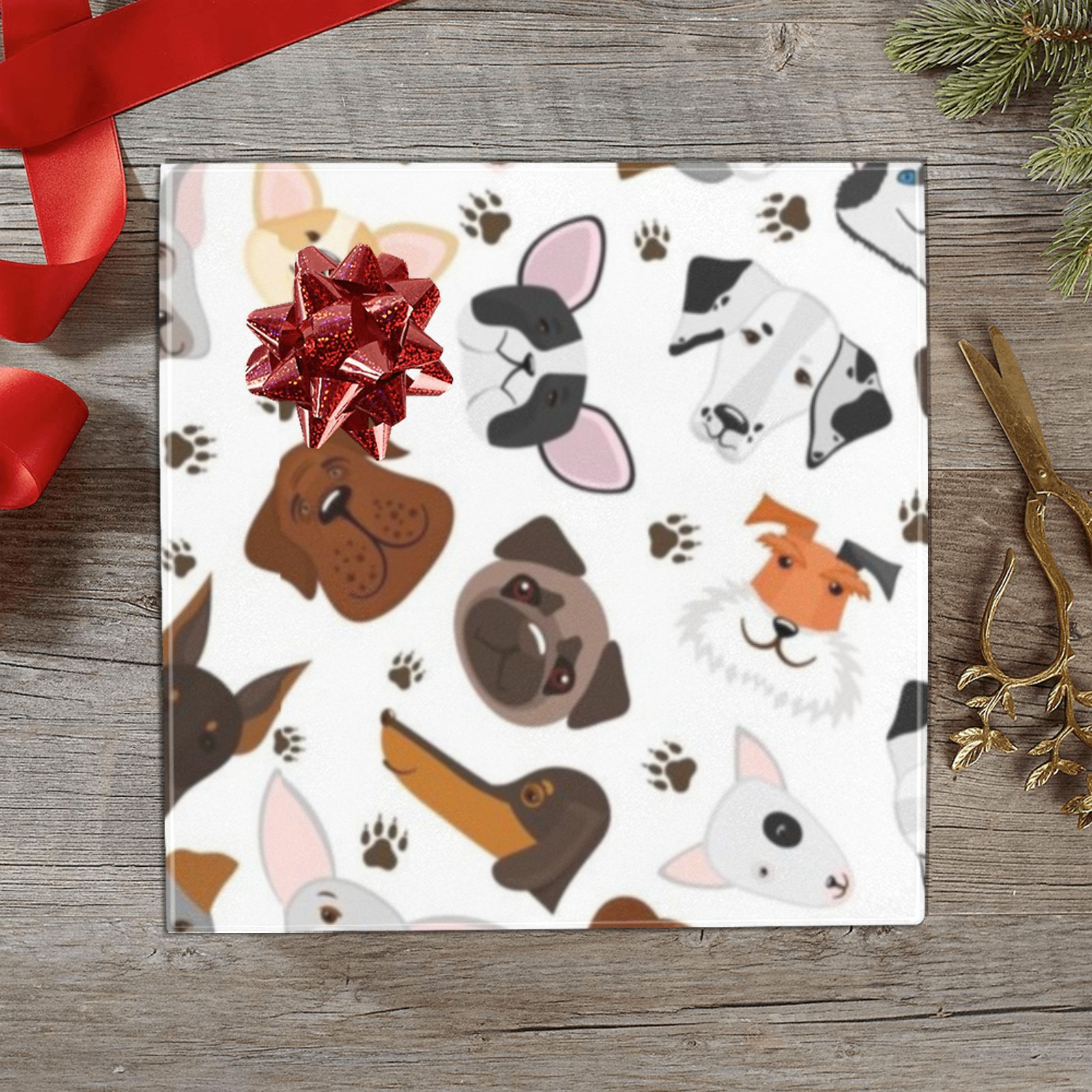 Cute Puppy Mixed Breed Pattern Gift Wrapping Paper 58"x 23" (1 Roll)