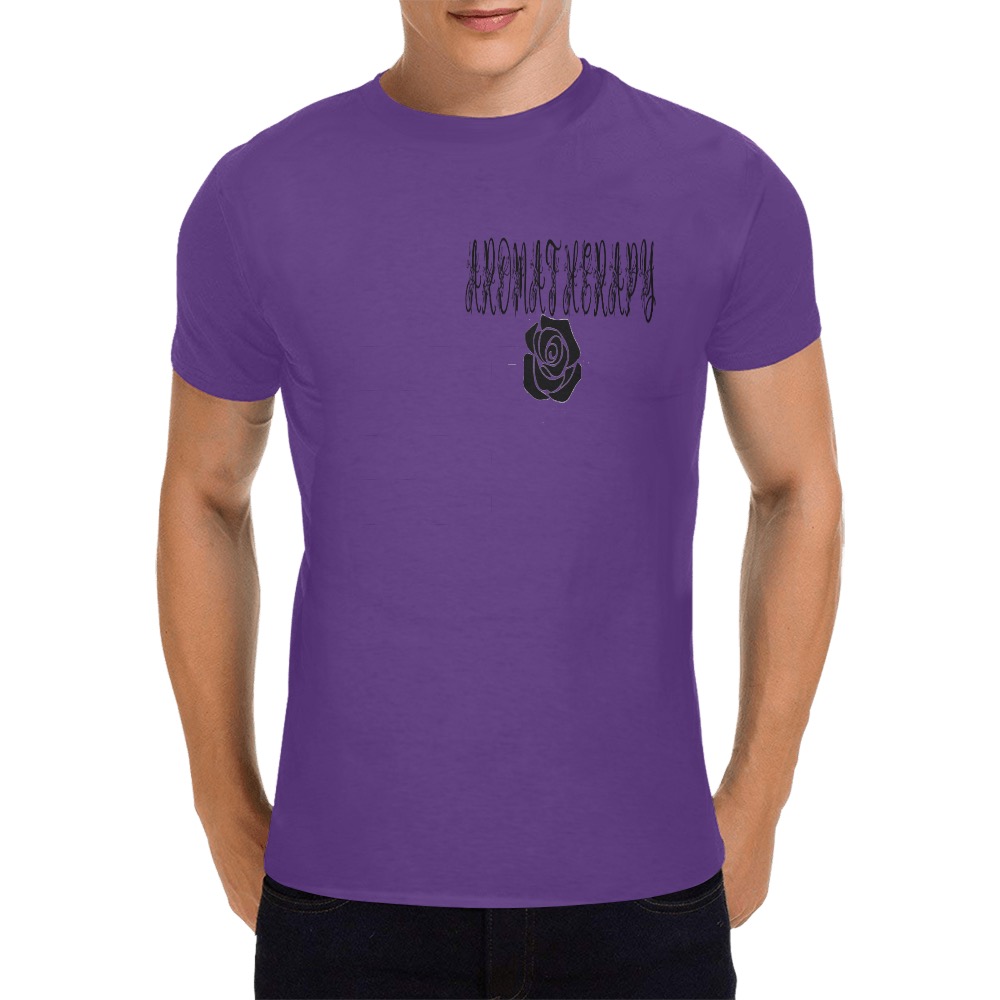 Aromatherapy Apparel Black rose T-Shirt Purple Men's T-Shirt in USA Size (Front Printing Only)