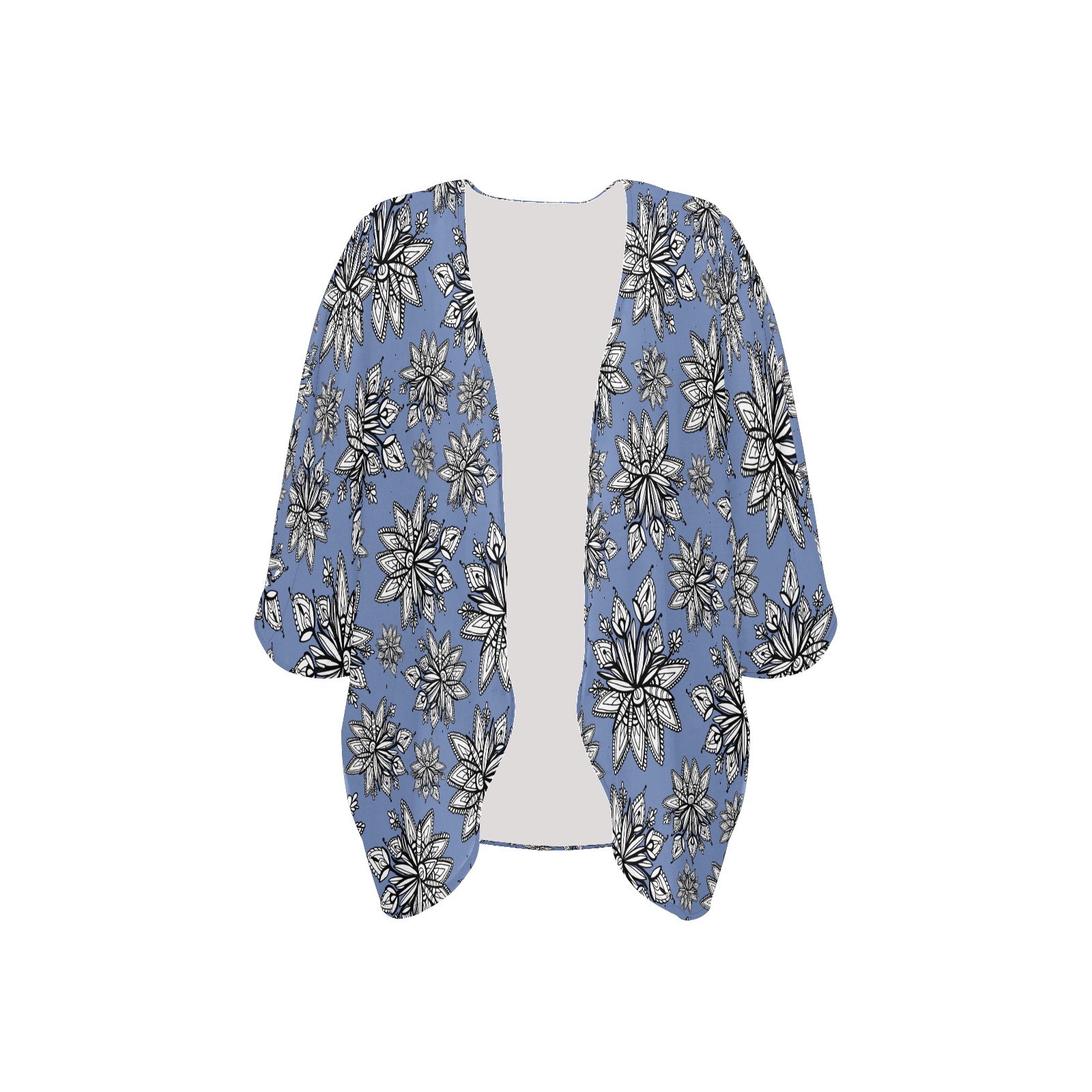 Creekside Floret pattern blue Women's Kimono Chiffon Cover Ups (Model H51)