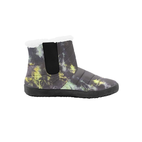 Green and black colorful marbling Women's Cotton-Padded Shoes (Model 19291)