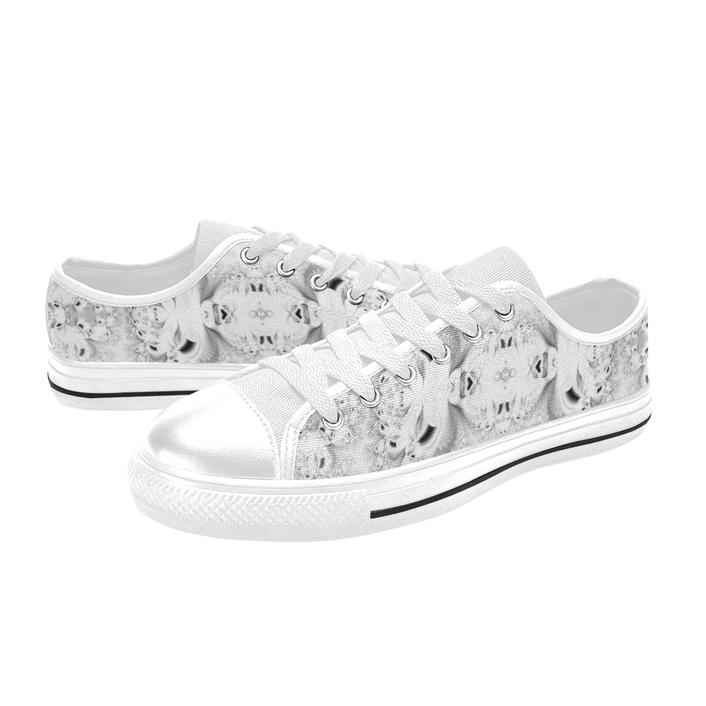 Snowy Winter White Frost Fractal Women's Classic Canvas Shoes (Model 018)