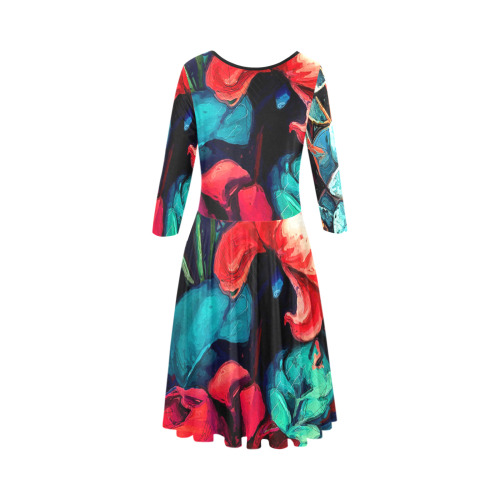 flowers botanic art (8) dress fashion Tethys Half-Sleeve Skater Dress(Model D20)