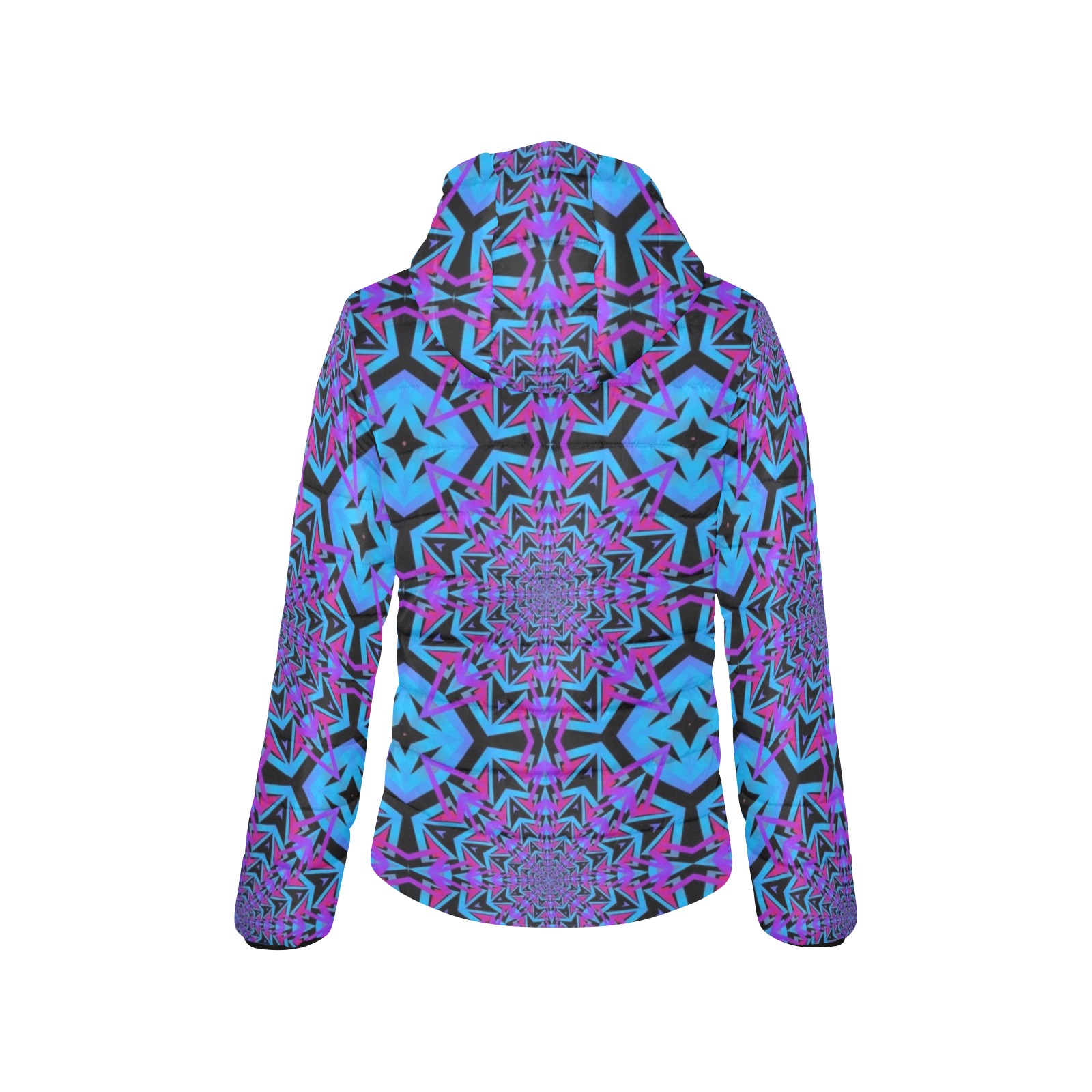 Fractoberry Fractal Pattern 000113WPHJ Women's Padded Hooded Jacket (Model H46)