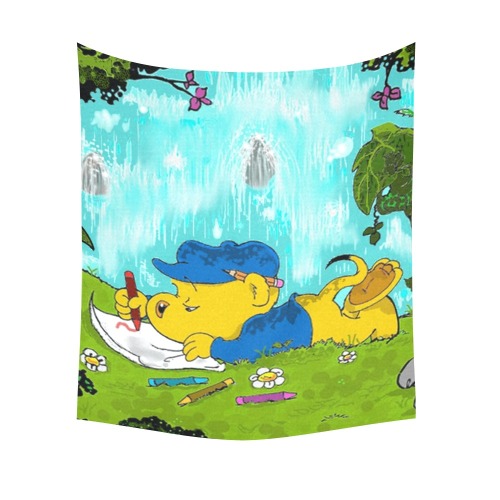 Ferald Drawing By The Waterfall Cotton Linen Wall Tapestry 51"x 60"