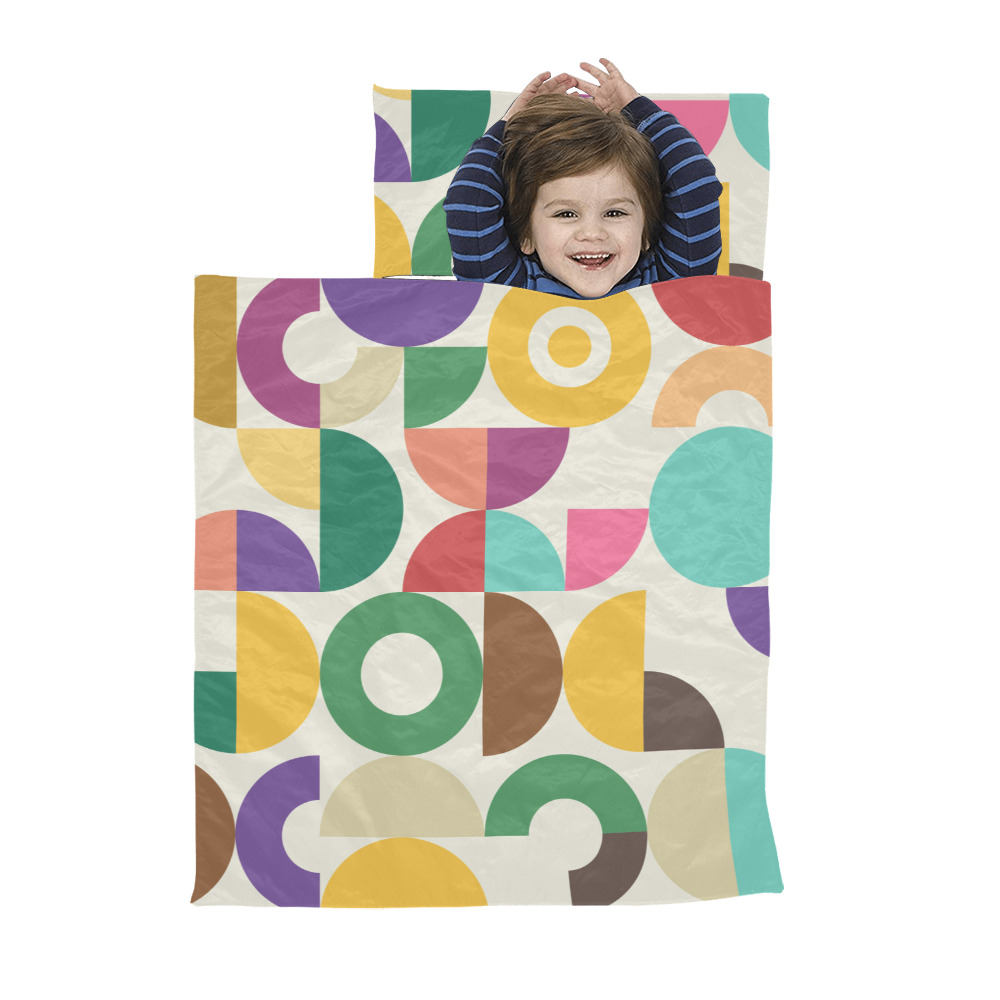 Retro Semi Circle Bauhaus Textile Pattern Kids' Sleeping Bag