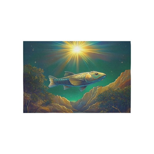 Celestial Swim Cotton Linen Wall Tapestry 60"x 40"
