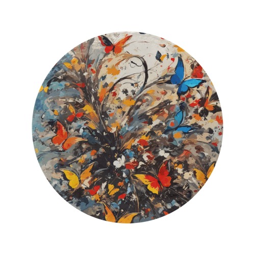 Beautiful colorful butterflies and abstract plants Circular Ultra-Soft Micro Fleece Blanket 60"