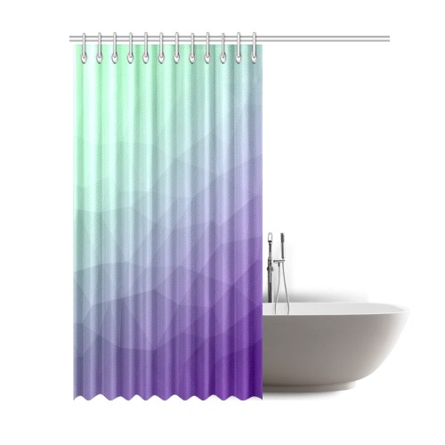 Purple green ombre gradient geometric mesh pattern Shower Curtain 69"x84"