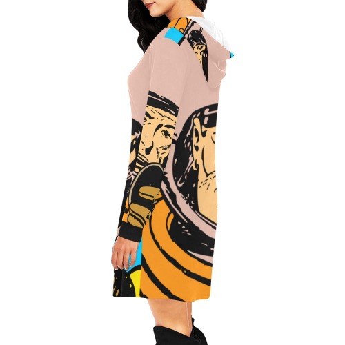 astronaut All Over Print Hoodie Mini Dress (Model H27)