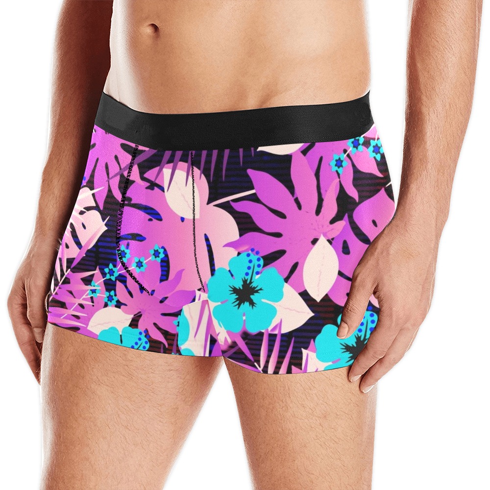 GROOVY FUNK THING FLORAL PURPLE Men's Boxer Briefs with Merged Design (Model  L10)
