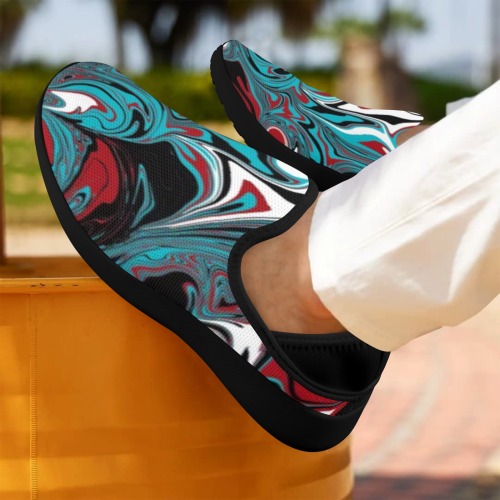 Dark Wave of Colors Fly Weave Drop-in Heel Sneakers for Men (Model 02002)