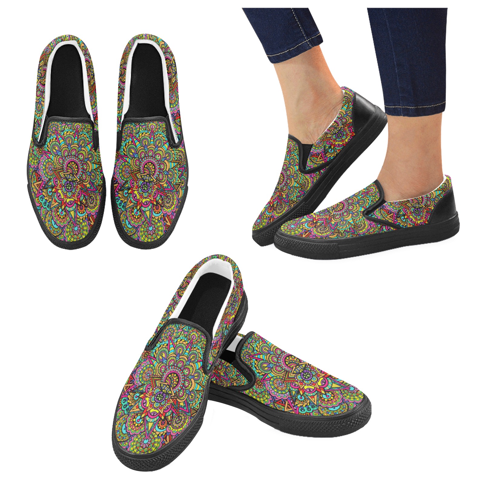 Psychic Celebration Women's Unusual Slip-on Canvas Shoes (Model 019)