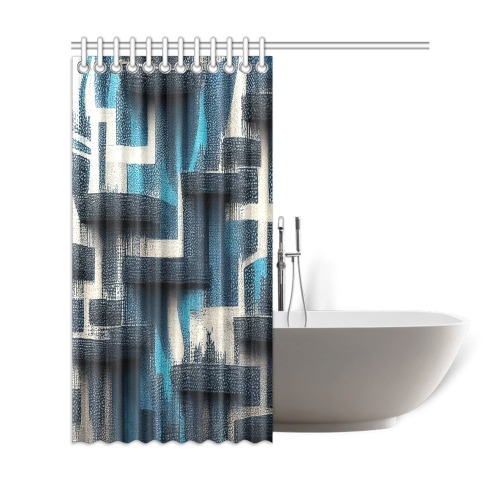 blue, white and black abstract pattern Shower Curtain 69"x72"