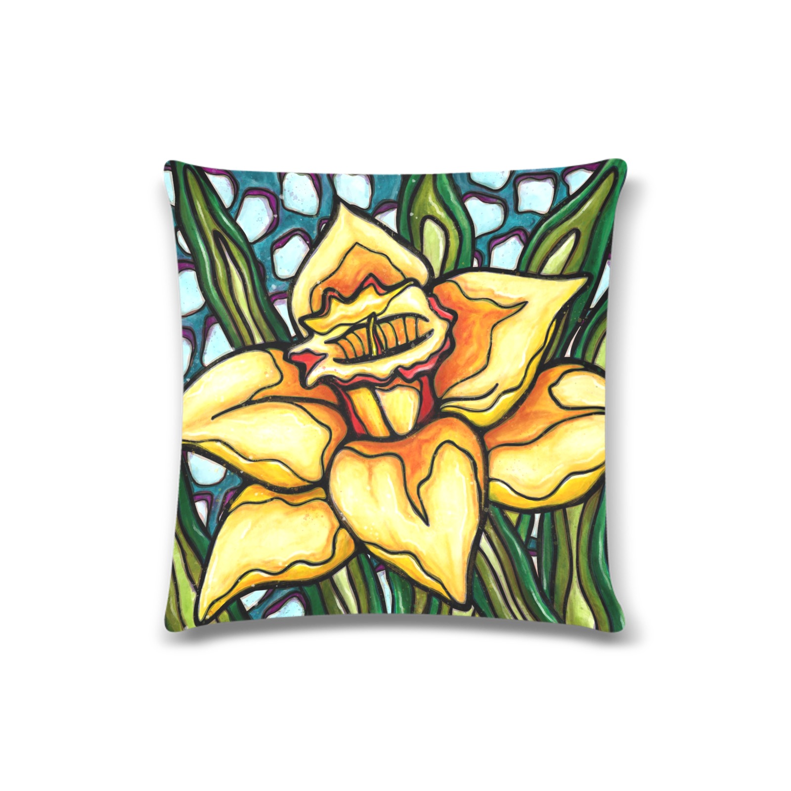 Daffodil Custom Zippered Pillow Case 16"x16"(Twin Sides)