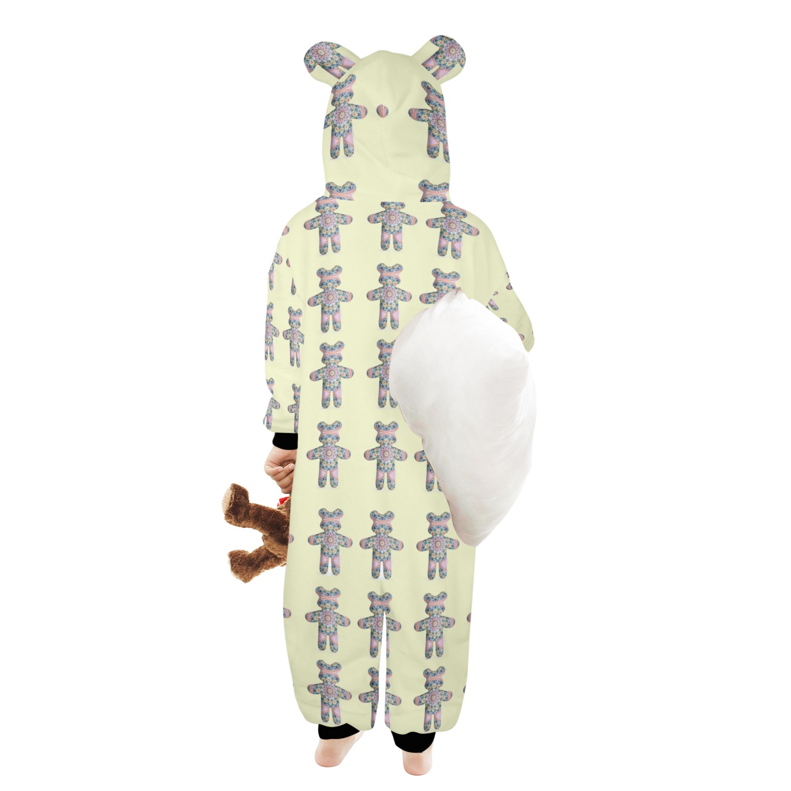 nounours 2e One-Piece Zip up Hooded Pajamas for Little Kids