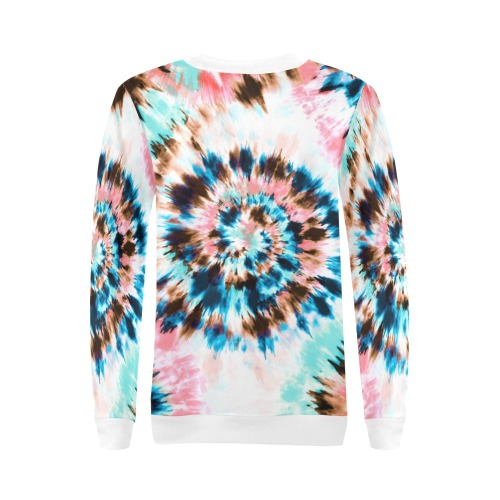 Colorful tie dye conch All Over Print Crewneck Sweatshirt for Women (Model H18)