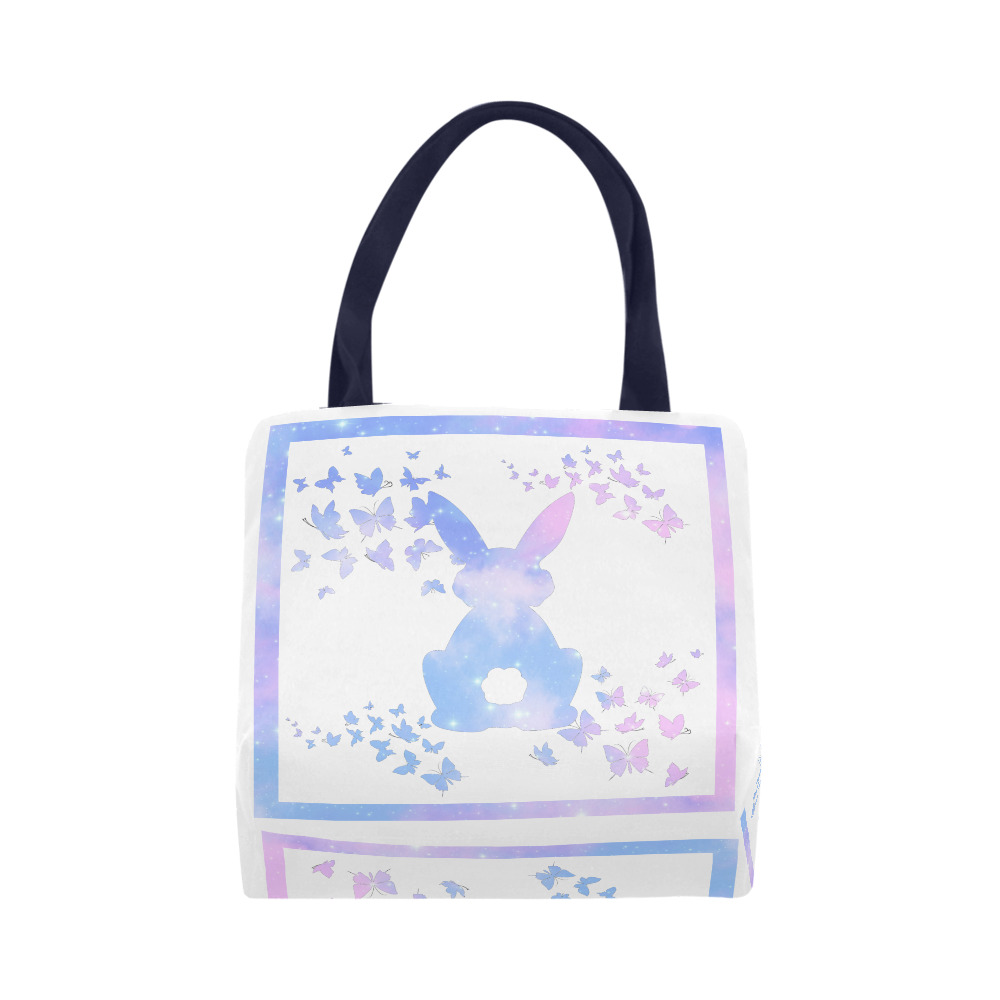 Bunnys Back With Butterflies Baby Sky Blue Artwork Canvas Tote Bag (Model 1657)