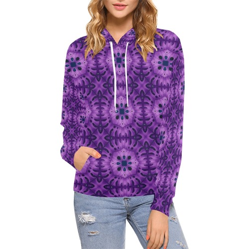 Elegant Purple All Over Print Hoodie for Women (USA Size) (Model H13)