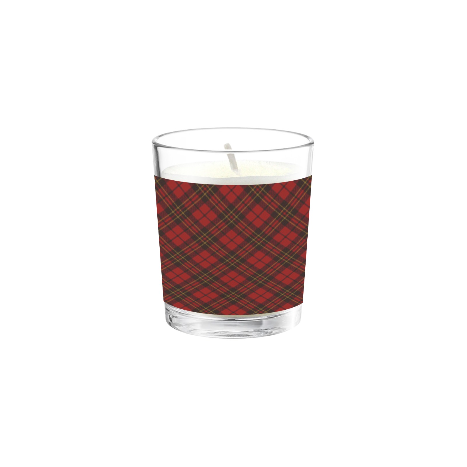 Red tartan plaid winter Christmas pattern holidays Transparent Candle Cup (Jasmine)