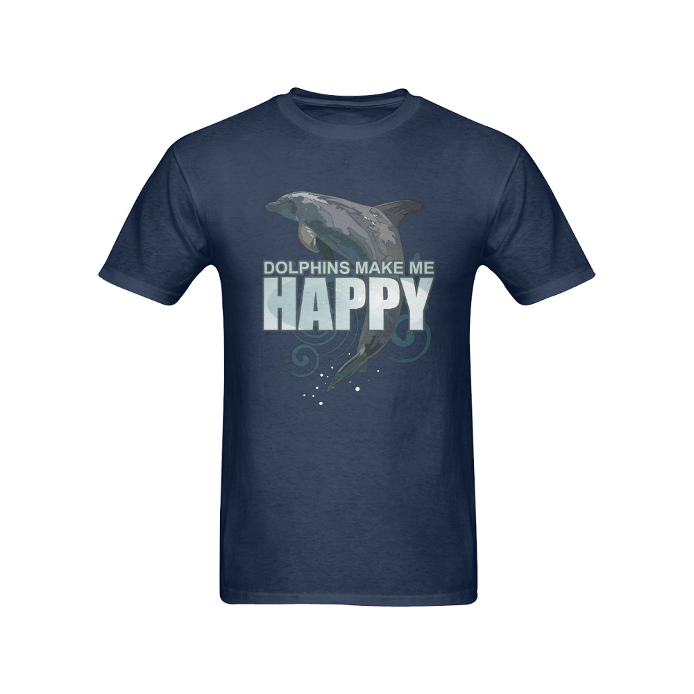 Dolphins Make Me Happy Men's T-Shirt in USA Size (Front Printing Only)