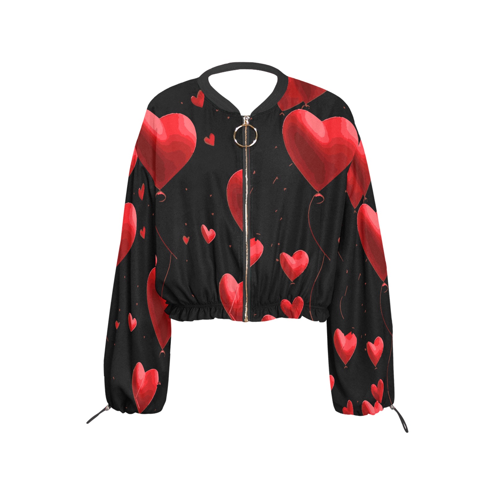 heart print Cropped Chiffon Jacket for Women (Model H30)