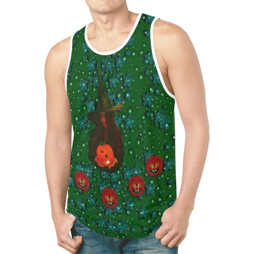 halloween pumkin lady in the rain New All Over Print Tank Top for Men (Model T46)